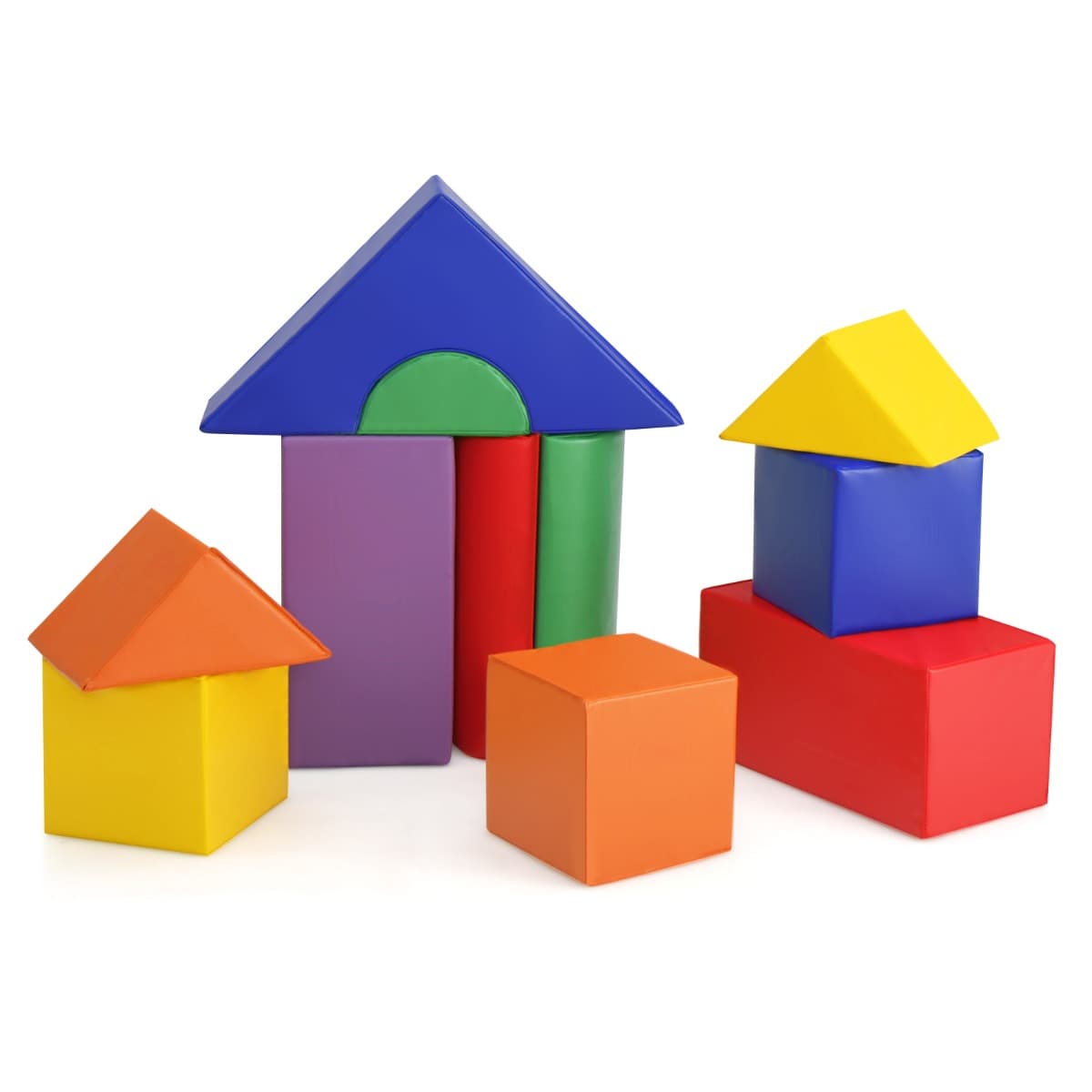 Costway11PCS Modules de Motricitéen Mousse avec Housse en PU et EPE Jouets Éducatifs Blocs de Construction Diverses Formes 18 Mois+