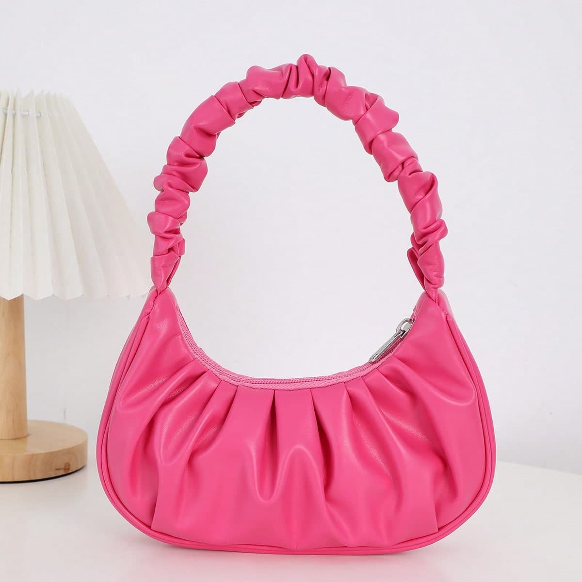 1 Pièce Sac Froissé À La Mode Pour Fille À Tenir/épaule, Convient Pour Une Utilisation Quotidienne