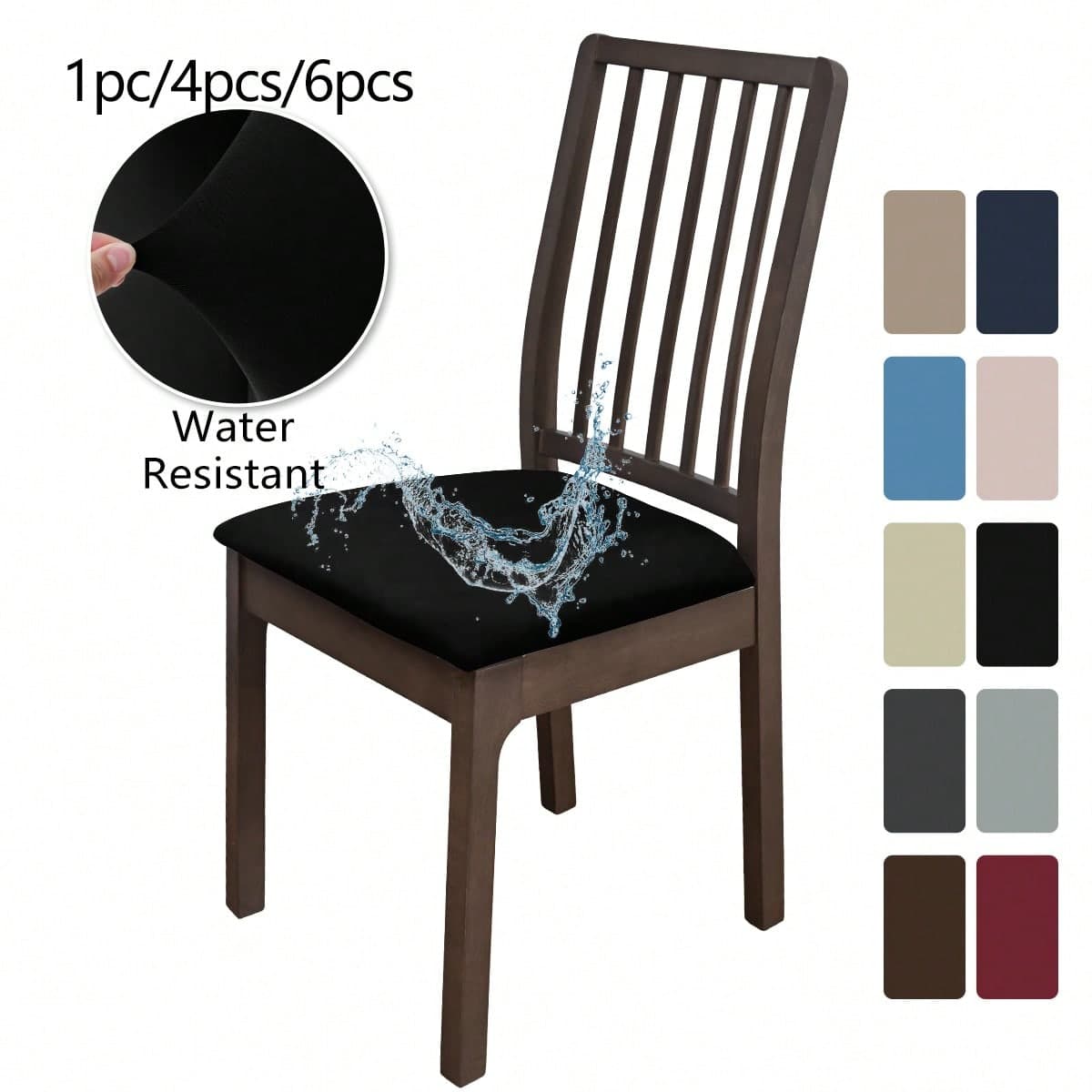 1 pièce/4 pièces/6 pièces Housse de tabouret antiprojections de couleur unie Haute élasticité, Couverture de chaise, Protector anti-poussière